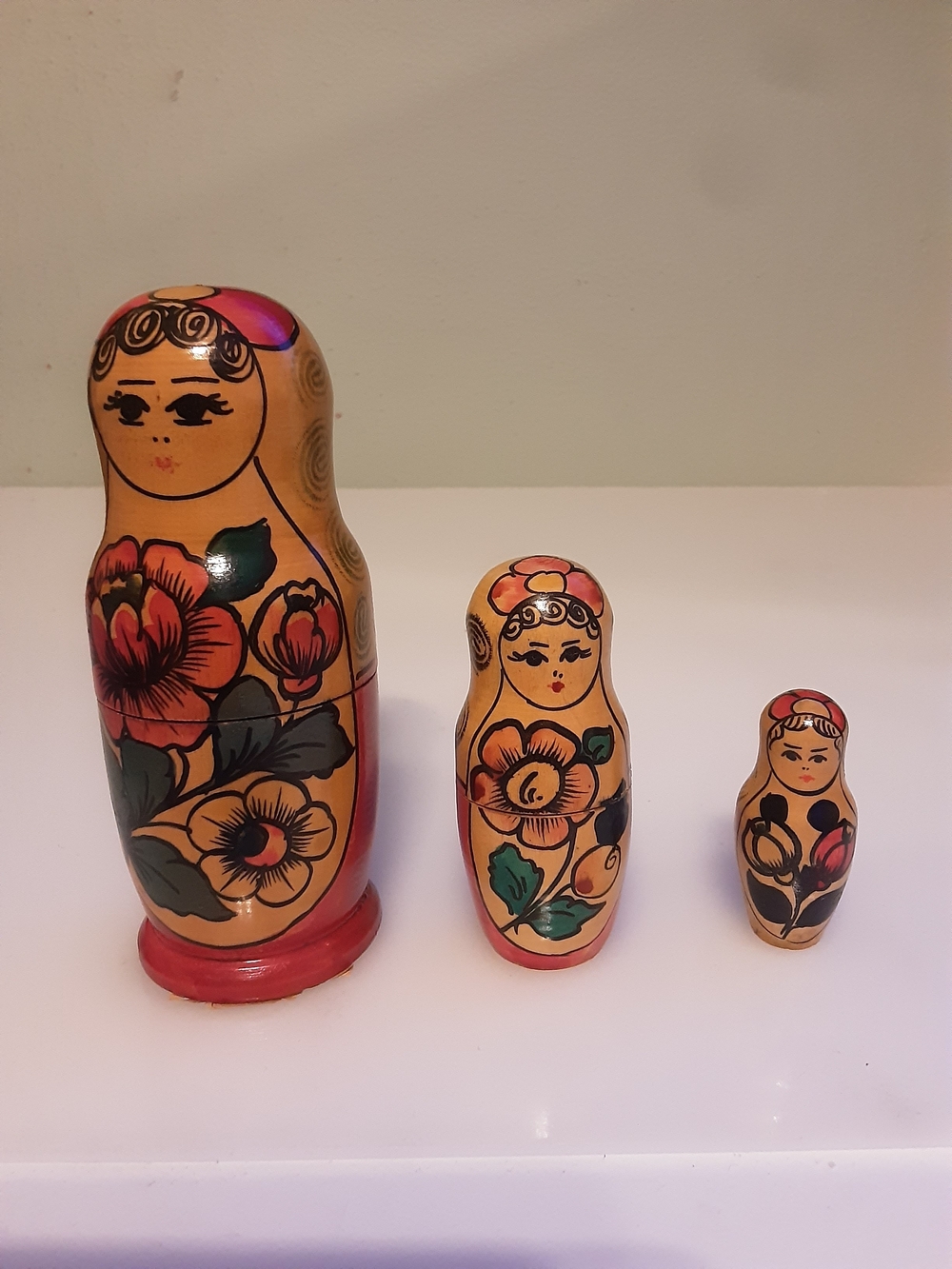 3 Pcs Vintage Matryoshka Russian Dolls